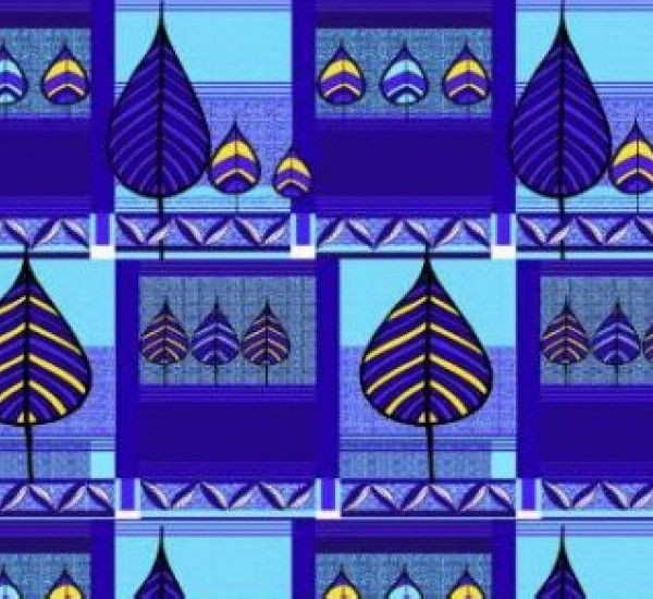 Постельное белье из бязи 110г Листья синие 