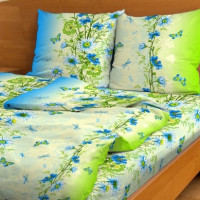 Постельное белье из бязи 110г  Васильки голубые 