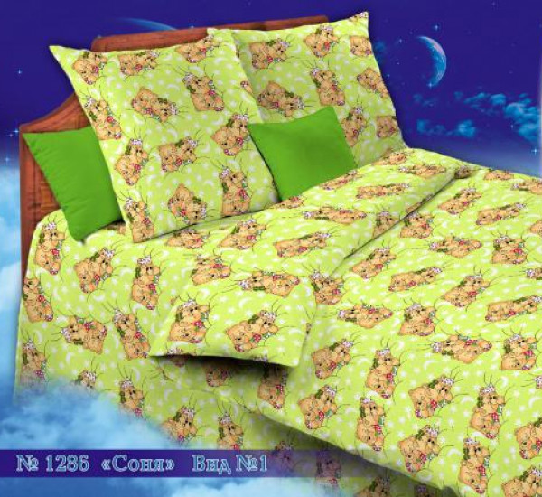 Постельное белье детское из бязи 120г Соня зеленая