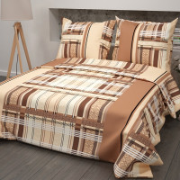 Постельное белье из бязи 140г Клетка бежевая 