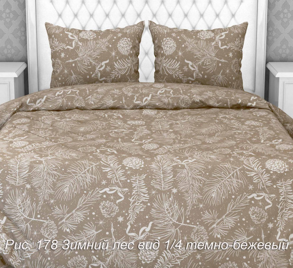 Постельное белье из бязи 140г Зимний лес темно-бежевый